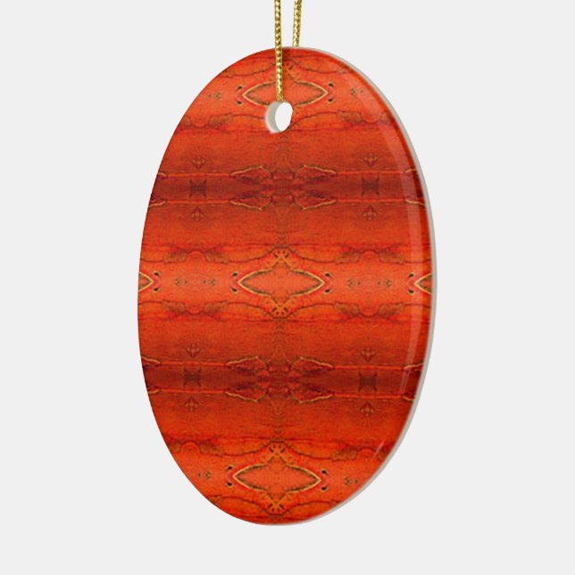Ornamento De Cerâmica Padrão Asteca Laranja (Esquerda)