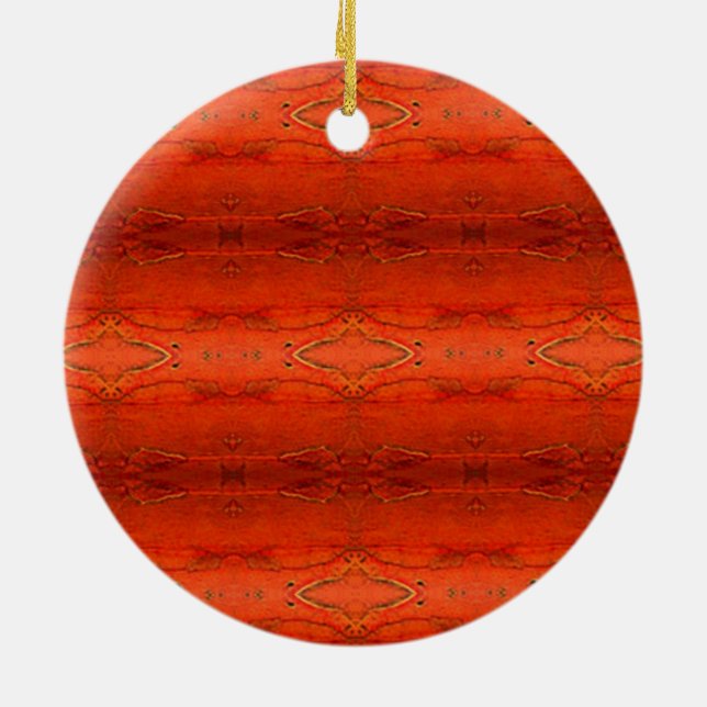Ornamento De Cerâmica Padrão Asteca Laranja (Traseira)