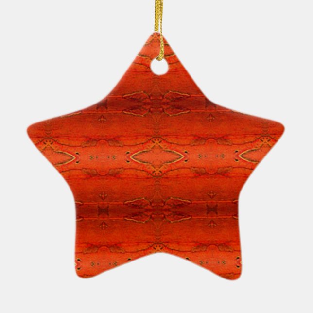 Ornamento De Cerâmica Padrão Asteca Laranja (Verso)