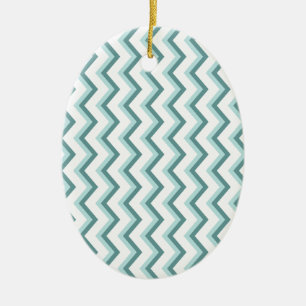 Ornamento De Cerâmica Padrão Chevron ZigZag em verde-minúsculo