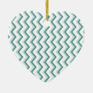 Ornamento De Cerâmica Padrão Chevron ZigZag em verde-minúsculo