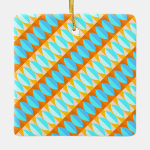 Ornamento De Cerâmica Padrão Colorido Turquesa Azul Laranja Amarelo
