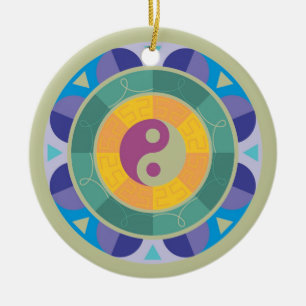 Ornamento De Cerâmica Padrão Colorido Yin Yang
