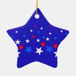Ornamento De Cerâmica Padrão das estrelas azul, vermelha e branca