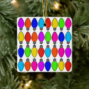 Ornamento De Cerâmica Padrão das lâmpadas de Natal