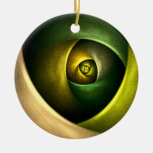 Ornamento De Cerâmica Padrão de Abstrato de Arte Floral Moderna Verde #2