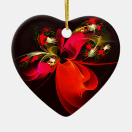 Ornamento De Cerâmica Padrão de Abstrato de Arte Vermelha Verde Floral M