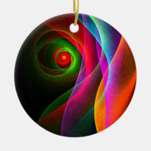 Ornamento De Cerâmica Padrão de Abstrato de Arte Vermelho Verde Laranja 