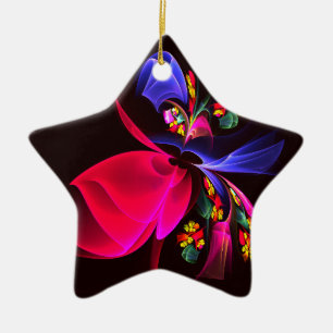 Ornamento De Cerâmica Padrão de Abstrato Floral Moderno Colorido #06