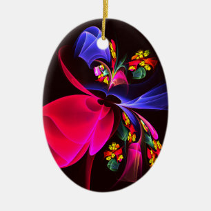 Ornamento De Cerâmica Padrão de Abstrato Floral Moderno Colorido #06