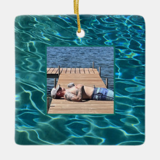 Ornamento De Cerâmica Padrão de Água Azul Aqua, ondas do oceano ondulant