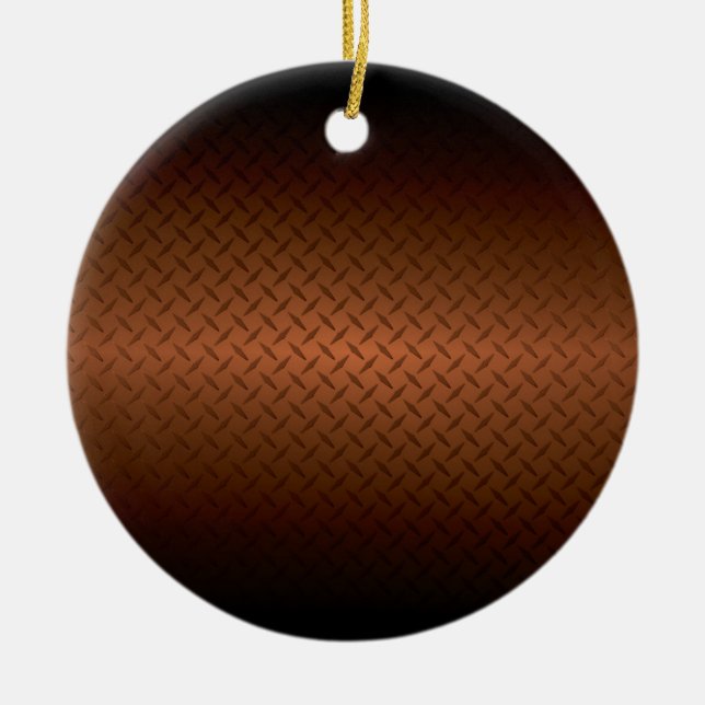 Ornamento De Cerâmica Padrão de Aparência Diamondplate  Fade de Preto pa (Frente)