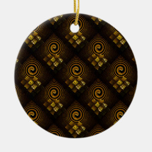 Ornamento De Cerâmica Padrão de Arte Abstrata Boho Moderno Elegante Dour