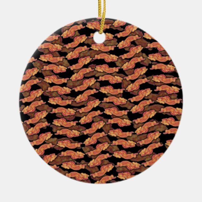 Ornamento De Cerâmica Padrão de bacon (Frente)