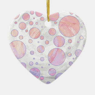 Ornamento De Cerâmica Padrão de Bolinhas da rosa claro