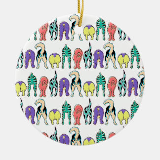 Ornamento De Cerâmica Padrão de Bumbuns de Cães Coloridos