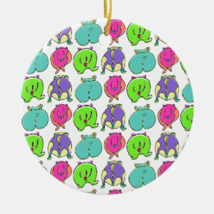 Ornamento De Cerâmica Padrão de Bumbuns de Hamster Coloridos