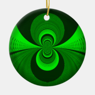 Ornamento De Cerâmica Padrão de caleidoscópio verde brilhante abstrato