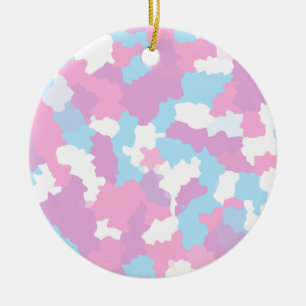 Ornamento De Cerâmica Padrão de Camouflage Abstrato feminina pastel rosa