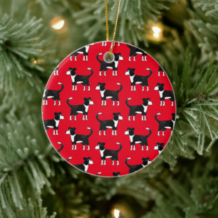 Ornamento De Cerâmica Padrão de Cão-de-Ovelha Coca-Collie da Fronteira