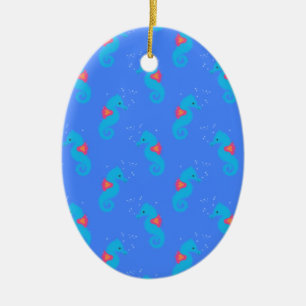 Ornamento De Cerâmica Padrão de Cavalo Azul