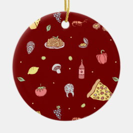 Ornamento De Cerâmica Padrão de comida italiano. Comidas italianas sem c