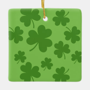 Ornamento De Cerâmica Padrão de Dia de São Patrício Shamrock Clover