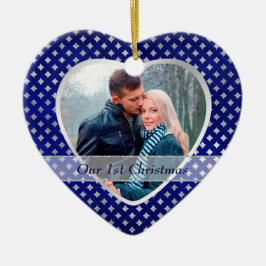 Ornamento De Cerâmica Padrão de Diamante Azul Silver Recentemente