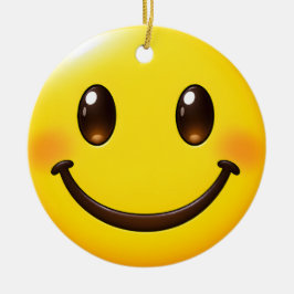 Ornamento De Cerâmica Padrão de Emoji Sorriso Feliz Colorido