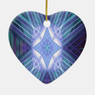 Ornamento De Cerâmica Padrão de estrela brilhante azul