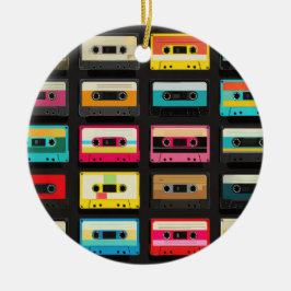 Ornamento De Cerâmica Padrão de Fita Cassete Retro – Música Vintage 