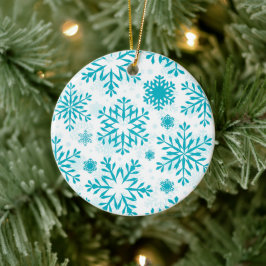 Ornamento De Cerâmica Padrão de Floco de Neve Azul