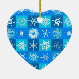 Ornamento De Cerâmica Padrão de Flocos de Neve Azul