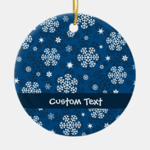 Ornamento De Cerâmica Padrão de flocos de neve em azul