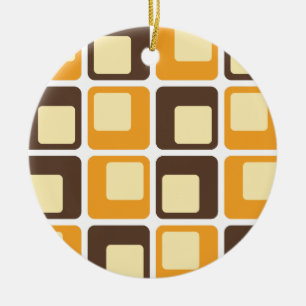 Ornamento De Cerâmica Padrão de Formas Retro Quadradas 70s