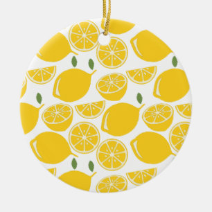 Ornamento De Cerâmica Padrão de fruta de limão amarelo