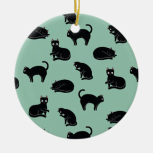 Ornamento De Cerâmica Padrão de Gatos Pretos Sem Olhos