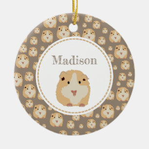 Ornamento De Cerâmica Padrão de Hamster de Cute Personalizado