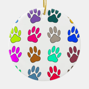 Ornamento De Cerâmica Padrão de Impressão da Pata de Cachorro Multicol