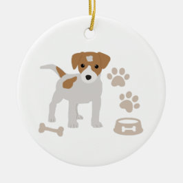 Ornamento De Cerâmica Padrão de impressões de papoilas de cãozinho