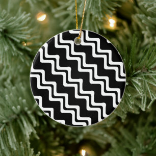 Ornamento De Cerâmica Padrão de linha de cor dupla de Zig Zag diagonal