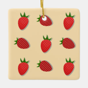 Ornamento De Cerâmica Padrão de morango para boas vibrações no Verão de 