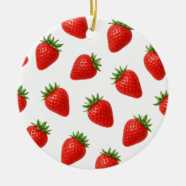 Ornamento De Cerâmica Padrão de Morango Sem Costura Fruta Vermelha Fofa