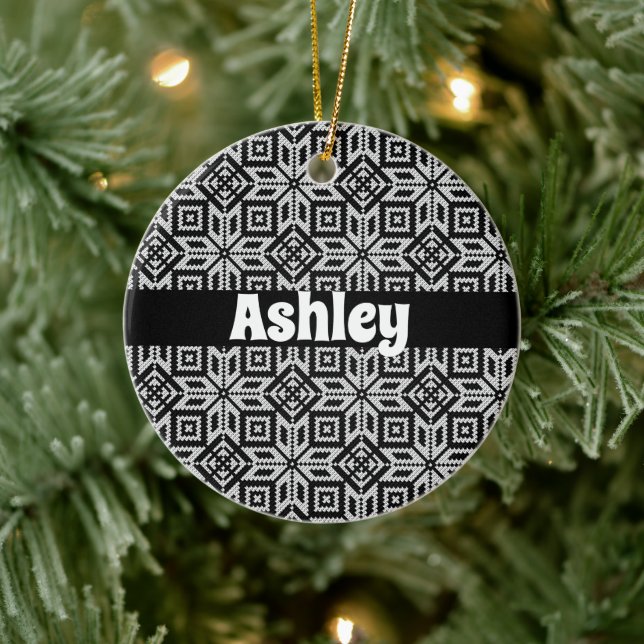 Ornamento De Cerâmica Padrão de Natal de Selburose escandinava (Árvore)