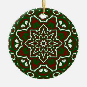 Ornamento De Cerâmica Padrão de Natal do Ornamentado 2