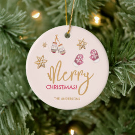 Ornamento De Cerâmica Padrão de Natal Moderno Pastel