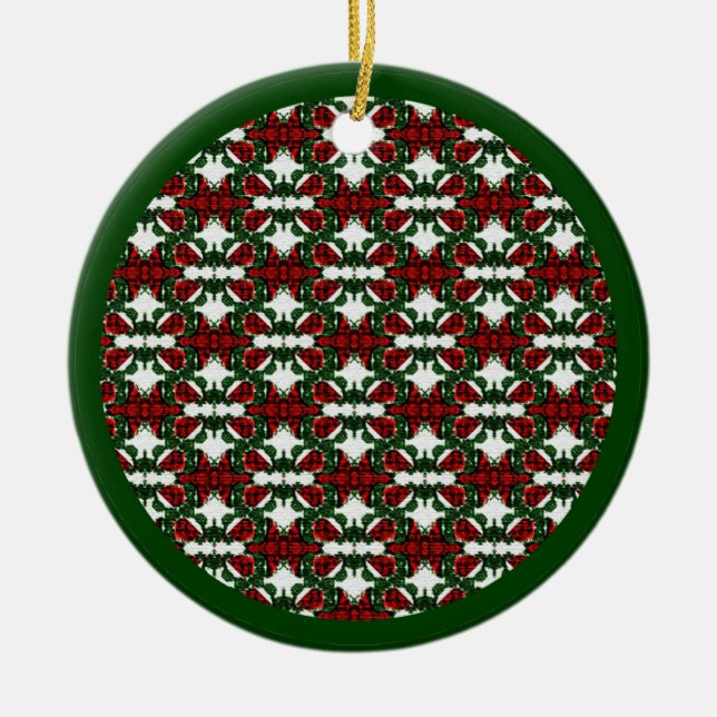 Ornamento De Cerâmica Padrão de Natal Presente (Frente)