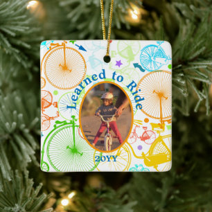 Ornamento De Cerâmica Padrão de Neon de Cor Brilhante de Bicicleta Moder