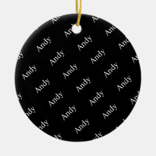 Ornamento De Cerâmica Padrão de nome ou palavra repetida preto e branco