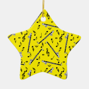 Ornamento De Cerâmica Padrão de Nota de Música do Bass Clarinet